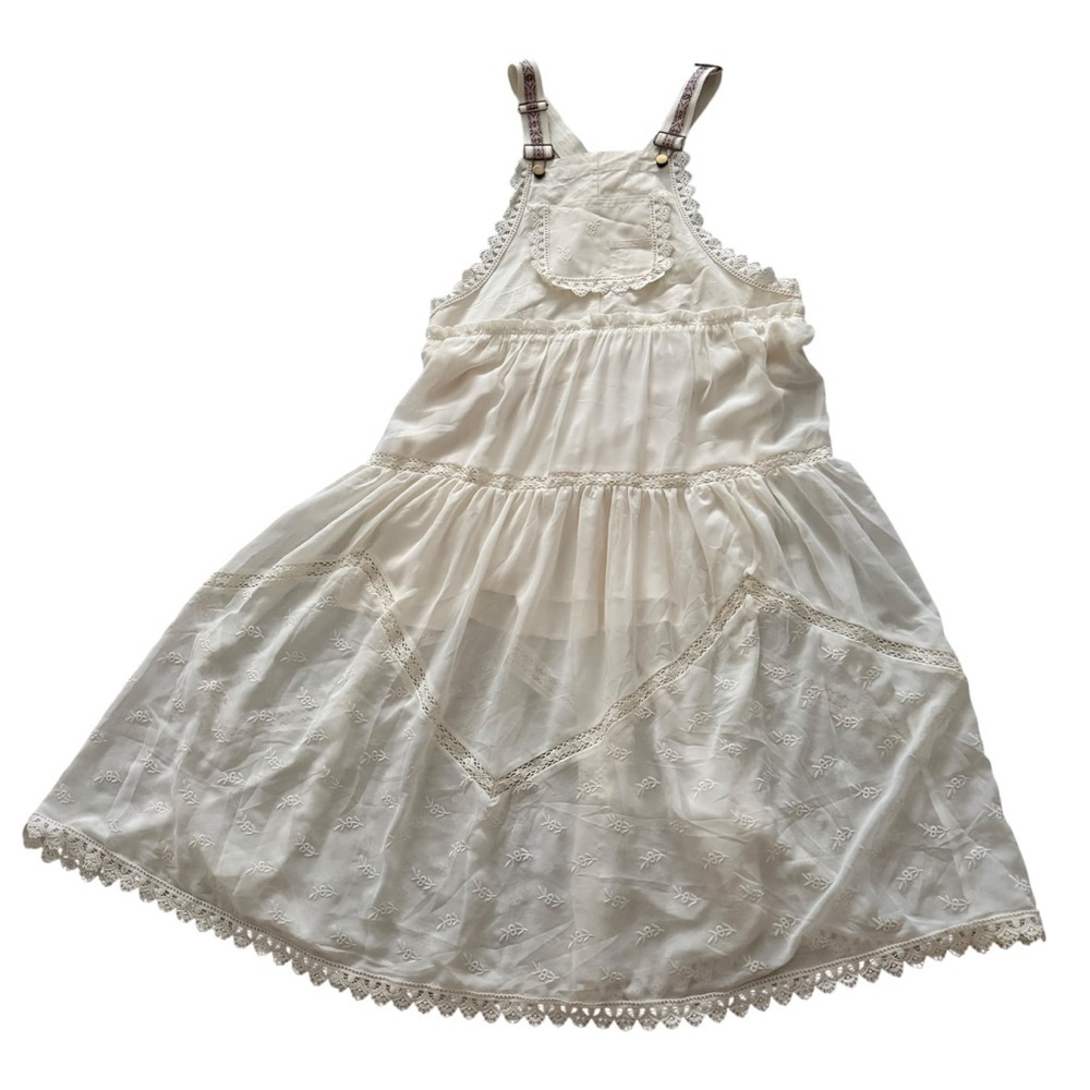 Women Bib Overall Babydoll Pinafore Embroidered Lace Straps Suspender Dress - Picture 11 of 16